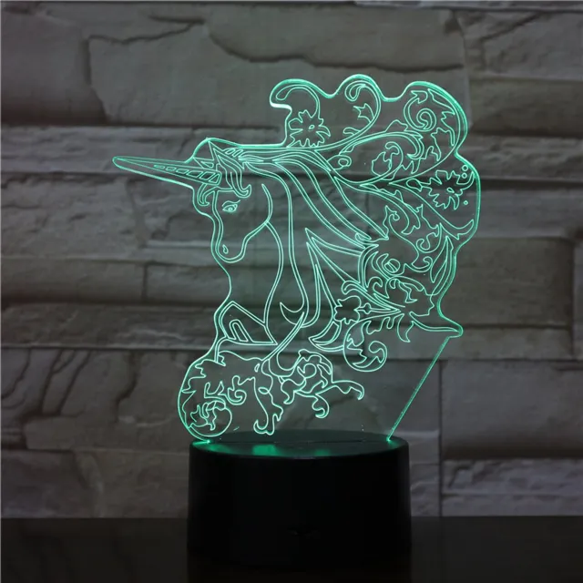 MC Living 3D Led Lamp Met Gravering - RGB 7 Kleuren - Unicorn