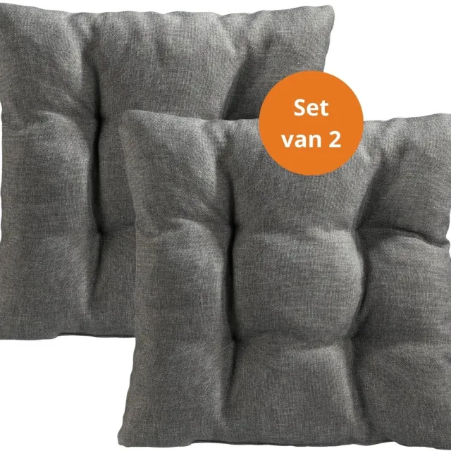 Sleepling stoelkussen, 38 x 38 cm, set van 2, zachte bekledingsstof, zitkussen in lichtgrijs