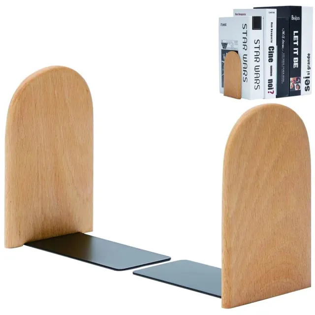 Ibenzoa Duurzame Houten Boekensteunen met Antislip Onderstel - Perfect voor Elke Boekenkast natuur