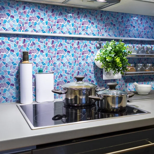 Ambiance Sticker Tegelstickers voor de muur in keuken en badkamer - 24 cementtegelstickers, terrazzo, Valentin design - 24 stickers, 10x10cm Multi color