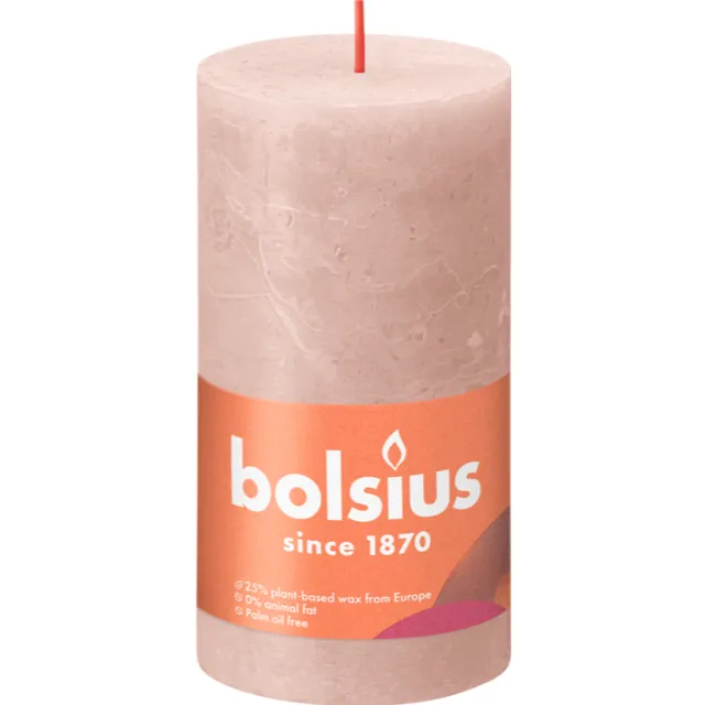 Bolsius rustiek stompkaars misty pink Roze/Grijs