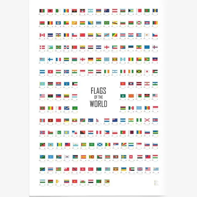 eduposters Educatieve poster (Posterpapier) - Flags of the World (Engelstalig) - 42 x 59.4 cm (A2) Beige