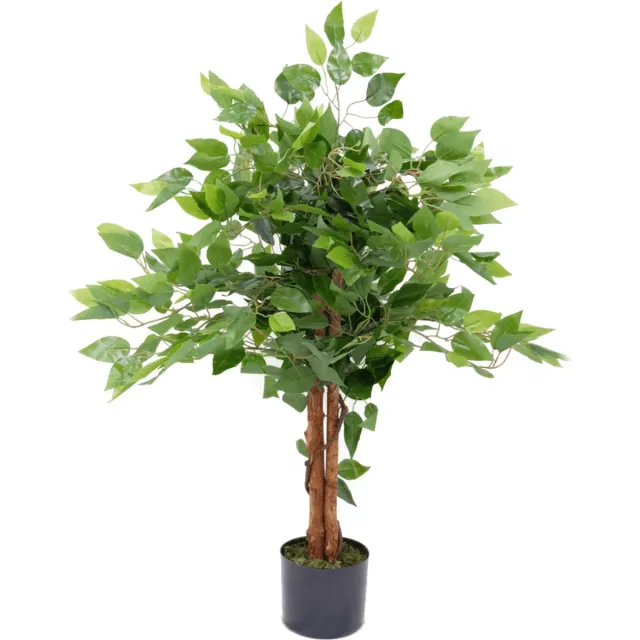 PrettyPlants Ficus Kunstboom 90cm | Ficus Kunstboom met stam | Ficus Kunstboom voor Binnen | Ficus Kunstboom Groen met stam