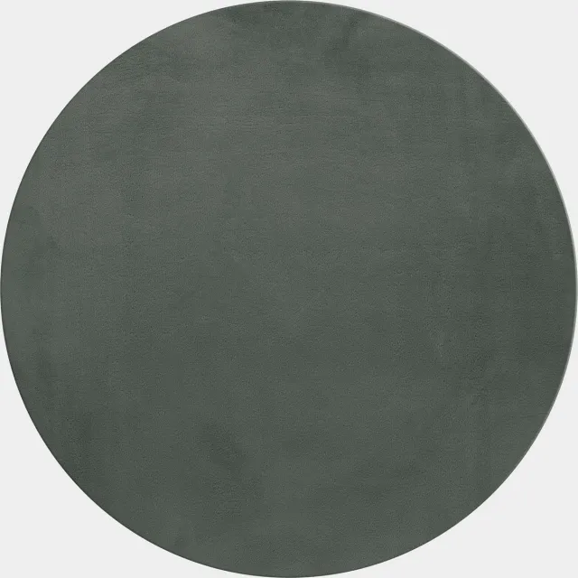 Muratap Pouffy Fluffy - Hoogpolig Rond Vloerkleed - Uni Kleur -Groen - Woonkamer Tapijt - Katoenen Rug- 160 CM Ø