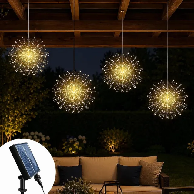 Vellaro Tuinverlichting buiten lichtsnoern - Warmwit - 2 x 3 x 1 cm - Zonne-energie LED-lichtslinger met 360 lampjes - Voor tuin en terras