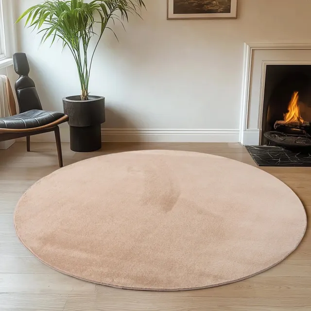 Dutch XXL Rond Wasbaar Vloerkleed | Tapijt | Joy | Uni | Beige | 80x80 cm