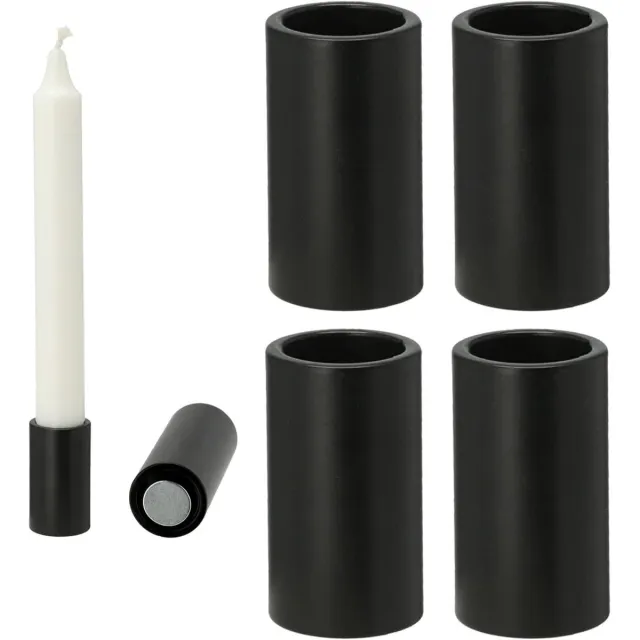 Novaliv 4x magnetische kaarsenhouders 2,8x7,5cm ZWART kaarsenhouder woonkamerdecoratie kaarsenhouder stokkaarsen magneet tafelkaarsen kersttafeldecoratie adventskrans kaarsenhouder