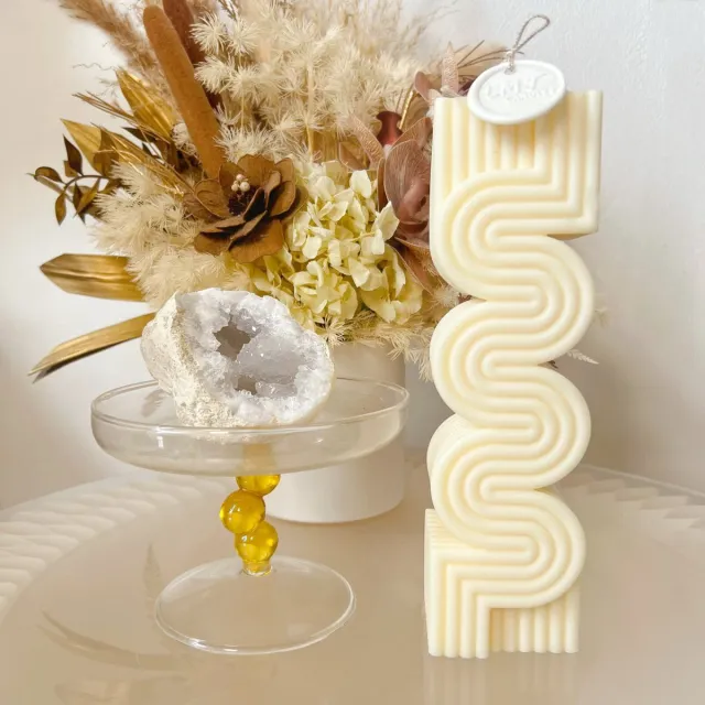 design@home Moderne Golvende Designkaars ( 3 stuks) Wit en beige en bruin