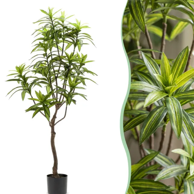 Green Harmony Plants Kunstplant - Dracaena - Drakenboom - 130 cm Bruin