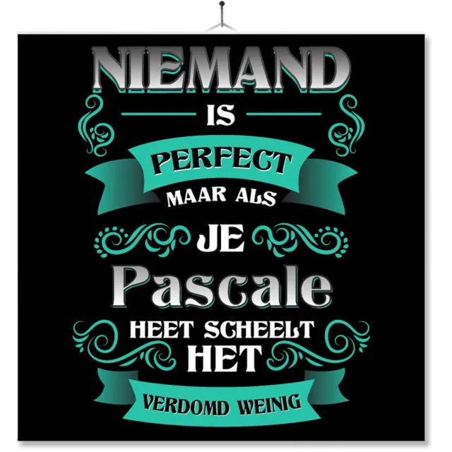 MC Living Tegel Met Opdruk | Kado | Cadeau | Niemand Is Perfect Maar Als Je Pascale Heet Scheelt Het Verdomd Weinig Multi-Color
