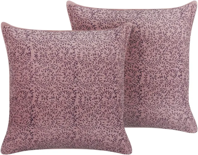 Beliani ROMNEYA - Sierkussen set van 2 - Roze - 45 x 45 cm - Fluweel