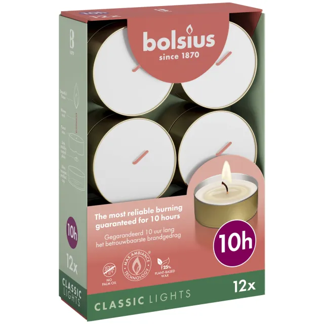 Bolsius Golden Maxi Lights theelichten goud goud/wit