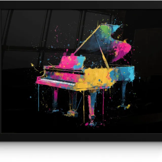 FrameYourWall Poster in lijst - Fotolijst 40x30 cm - Posters - Piano - Kleurrijk - Verf - Modern - Posterlijst zwart - Decoratie - Wanddecoratie woonkamer - Muurdecoratie slaapkamer Piano - Verf - Kleurrijk