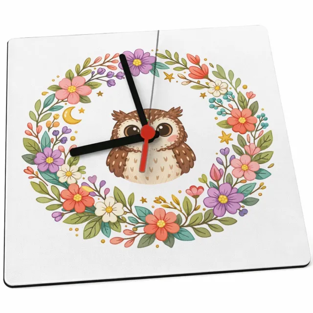 Mr Cadeautjes Klok 19 x 19 - design Centrale emblematische cirkel met natuurdetails rond een die | cadeau Wit