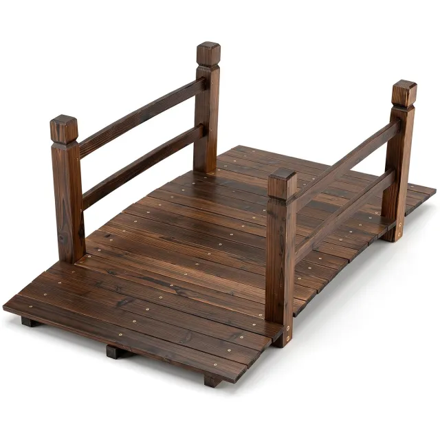 Costway Brug, vijverbrug, tuinbrug, bruin (125 x 68 x 47 cm)