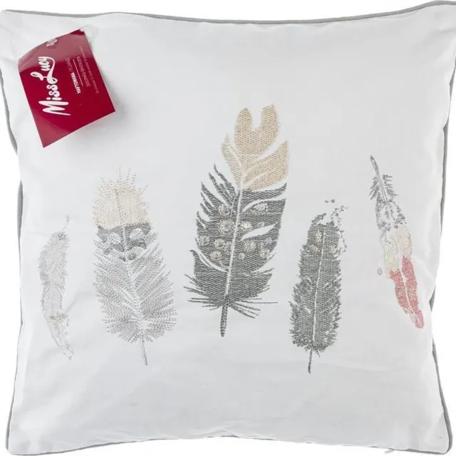 MissLucy Miss Lucy - Plumage - Kussenhoes – Kussensloop – Sierkussen – Sierkussenhoes – 41 x 41 cm - Wit