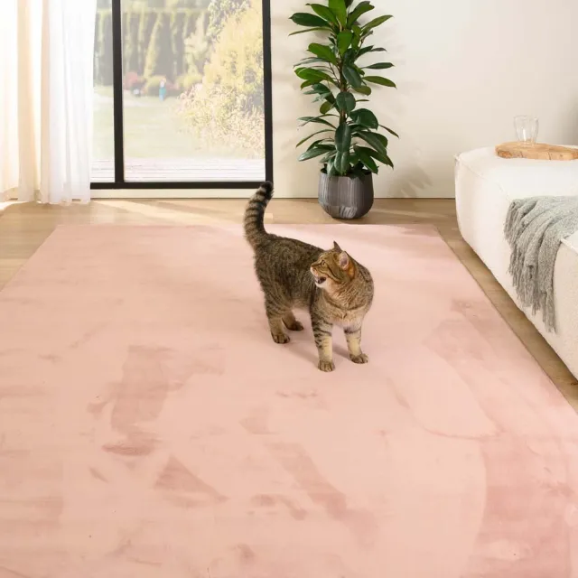 Tapeso Zacht vloerkleed - Plush roze 140x200