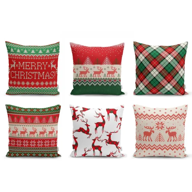 De Groen Home Velvet Kussenhoes set van 6 stuks - 45x45 - Kerst decoratie - Kussensloop Wit