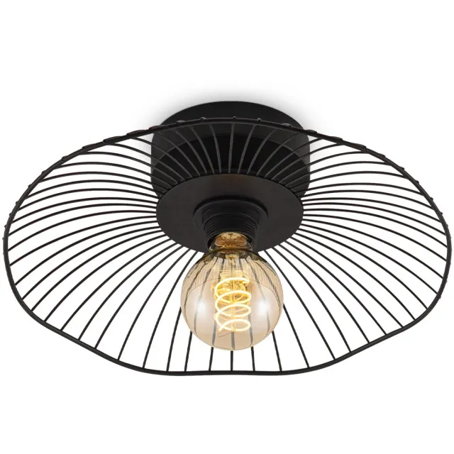 Home Sweet Home Industriële plafondlamp - Metalen Lampenkap - Paraplu - Zwart - Ø35 x 11 cm - E27 fitting - Voor gebruik in slaapkamers en