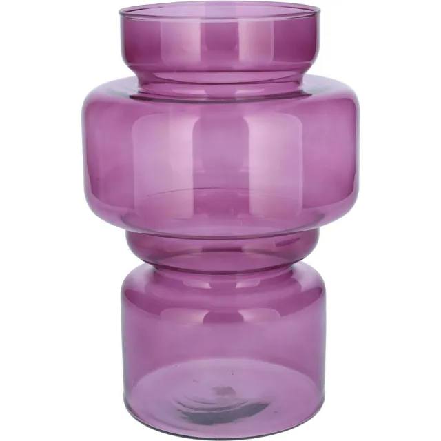 Bellatio Design Bloemenvaas - paars transparant gerecycled glas - 17 x 25 cm - vaas