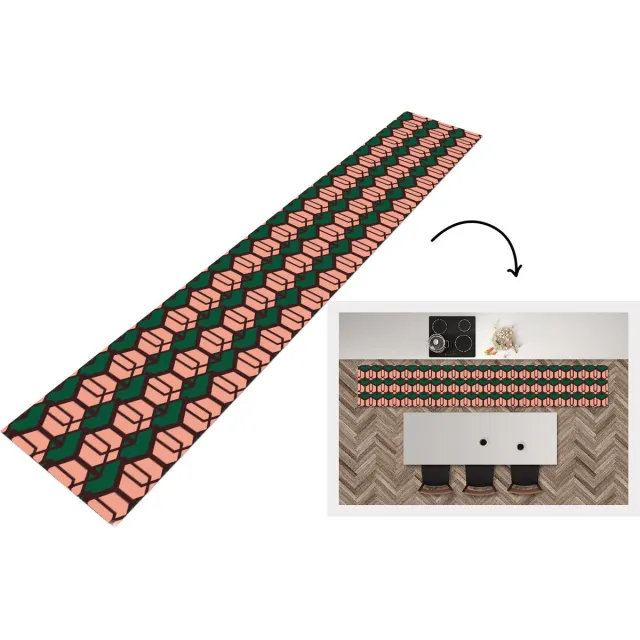 KitchenYeah Keukenloper - Loper keuken - Kubus - Patronen - 3D - Keukenloper vinyl multicolor