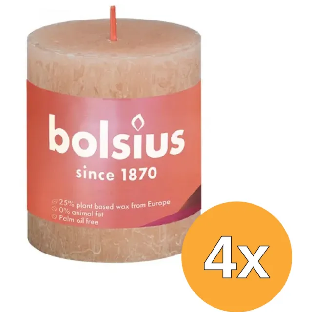 Bolsius Stompkaarsen Shine 4 st rustiek 80x68 mm mistroze