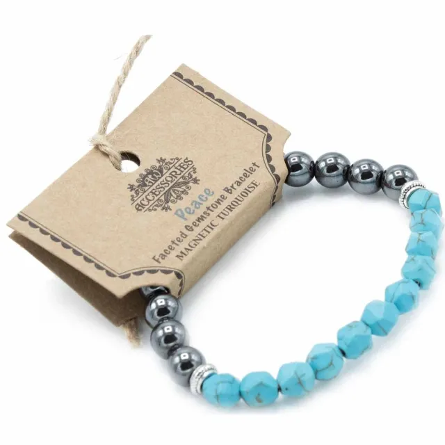 Ancient Wisdom Armband met gefacetteerde edelstenen - Magnetische turkoois