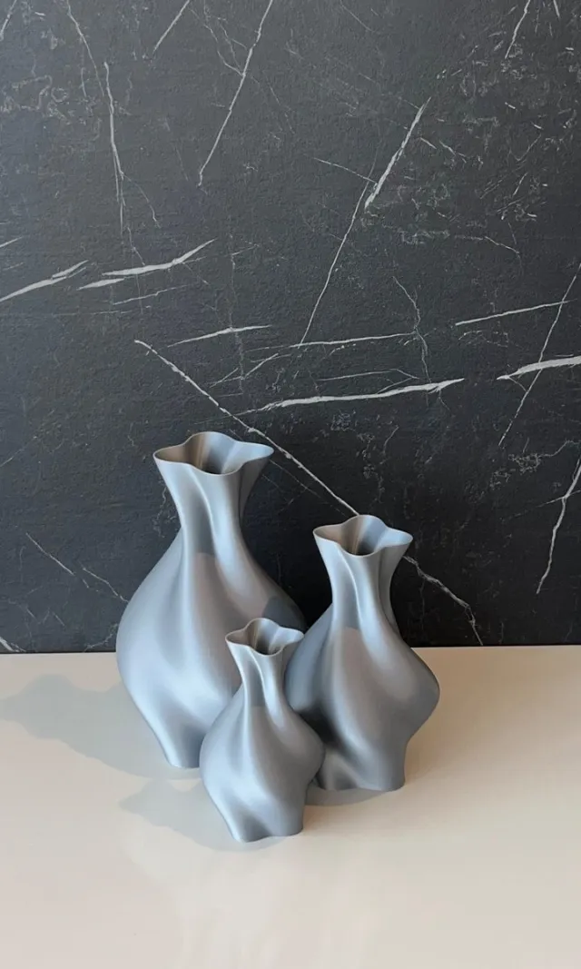 Studio Vaseo Quatro Flowa Space Grey – Set van 3 Vazen – 3D Geprint – Duurzaam Design - PLA