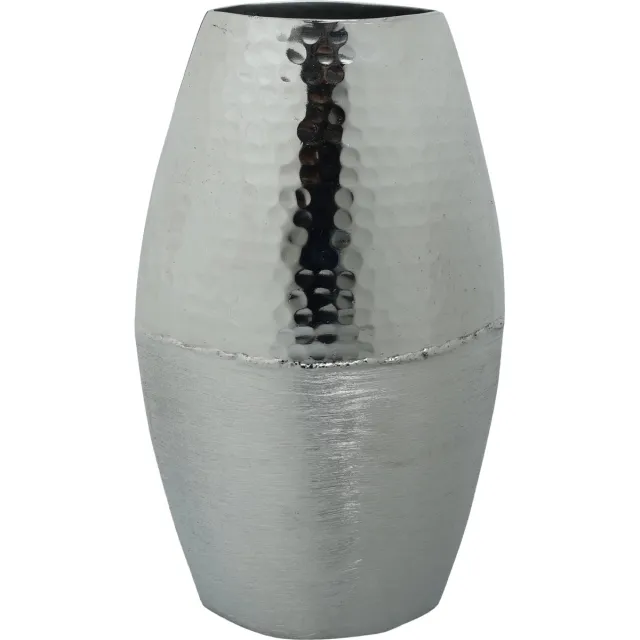 PTMD COLLECTION PTMD Vaas zilver geborsteld met glanzend gehamerd aluminium pot S - 30 hoog