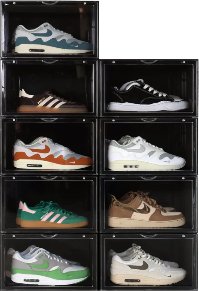 Sneakerstack Sneakerbox Zwart – 9 stuks - Stapelbare Schoenenbox – Past tot schoenmaat 48 – Premium Opbergbox