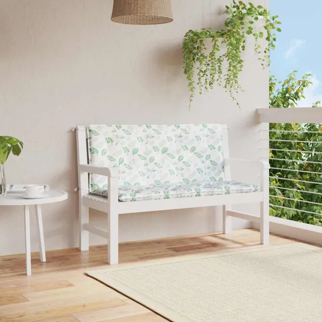 vidaXL Tuinbankkussens 2 st bladpatroon 120x50x7 cm stof Groen