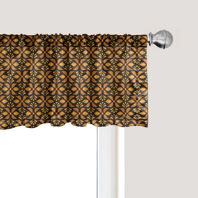 ABAKUHAUS Retro Raamvalletje, Gordijnvalletje voor Keuken en Slaapkamer met Tunnelzoom, 137 cm x 30 cm, Donker Taupe en Goudgeel Donker taupe en goudsbloem