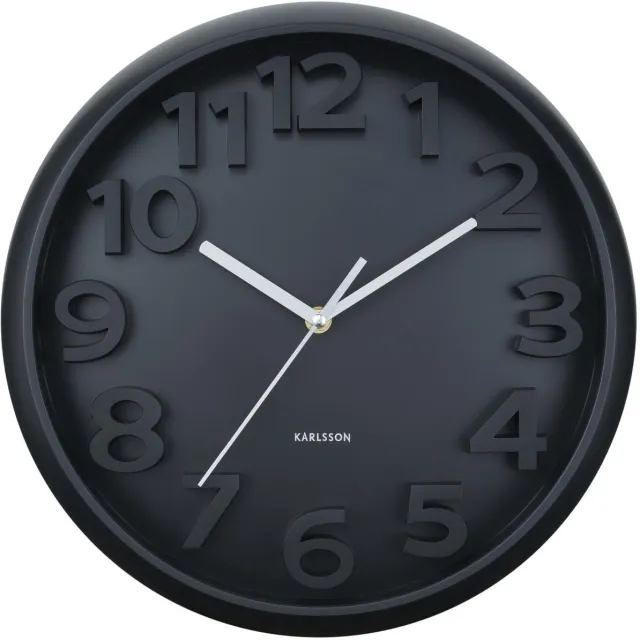 Karlsson Wandklok Elevated Classic Numbers - Mat zwart - 5x33.5x33.5cm - Wandklok Scandinavisch