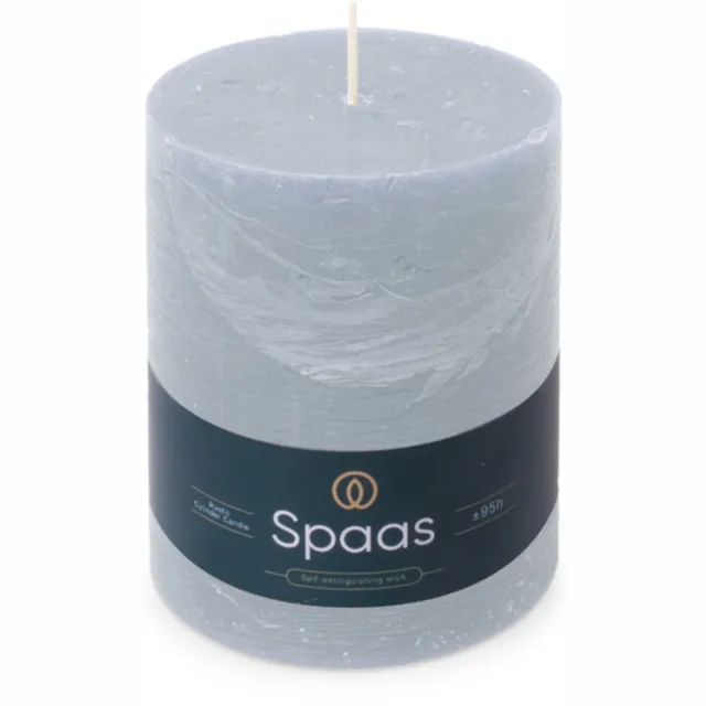 SPAAS Rustieke Pillarkaars ± 95 branduren Lichtblauw - 6 x 1 stuk - Voordeelverpakking