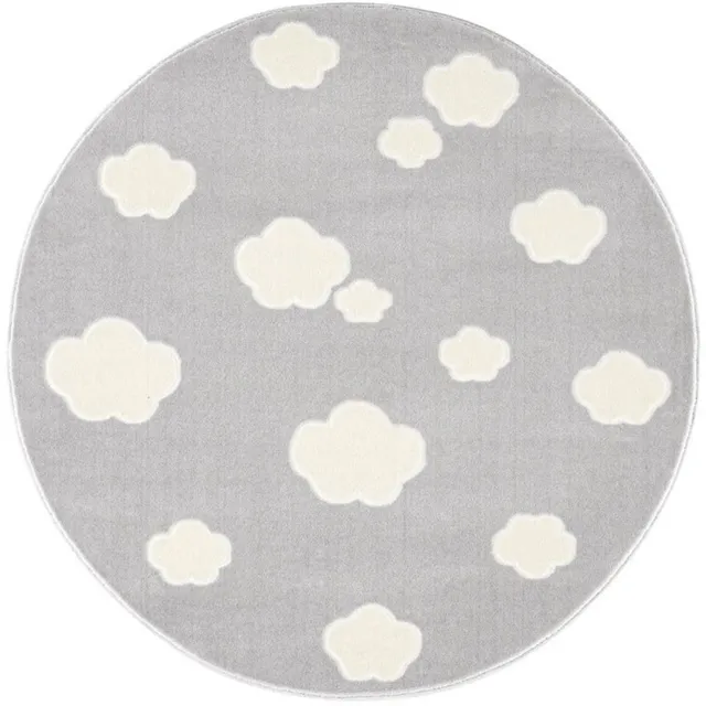 Livone Tapijt Ø 133 cm Happy Rugs Sky Cloud Grijs - Wit
