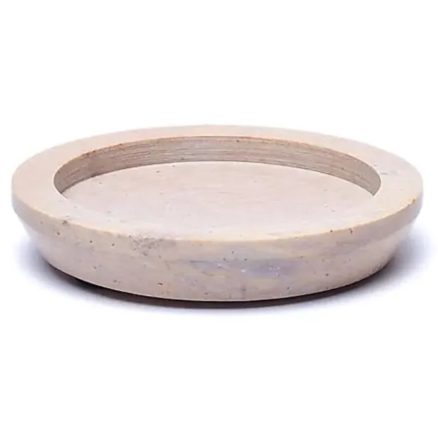 Phoenix Dienblad / Kaarsbasis Rond Beige Speksteen-verpakking van 2 stuks - 9,5 cm - 9.5cm Meerkleurig