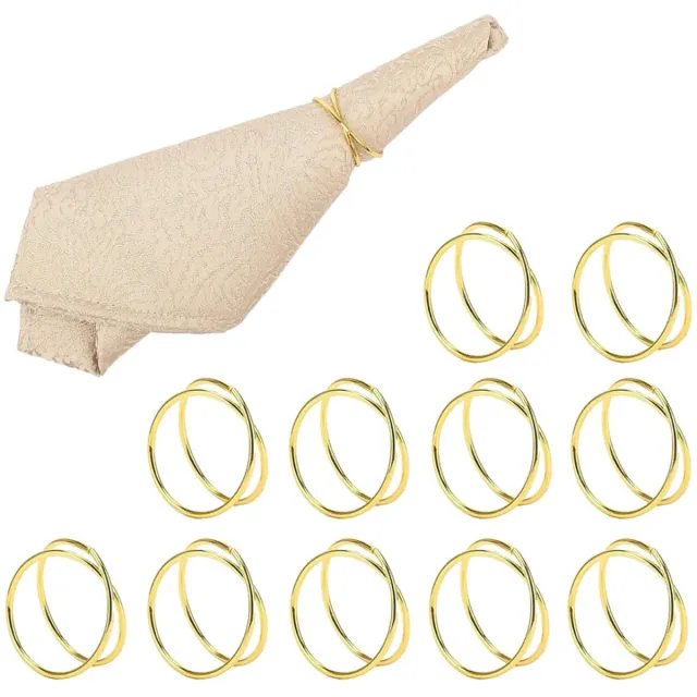Famanu Gouden servetringen set van 12 stuks van zinklegering, dubbel gewonden design, ideaal voor feesten, banketten en diners