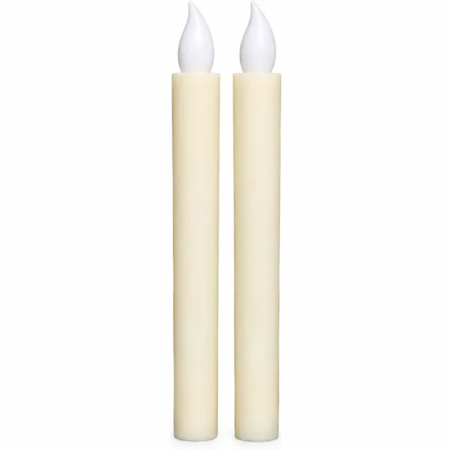 SWGOTA led kaarsen, 2 stuks, beige, slank cilindermodel met vlamvormige top, voor verjaardagsdecoratie, zakverpakking