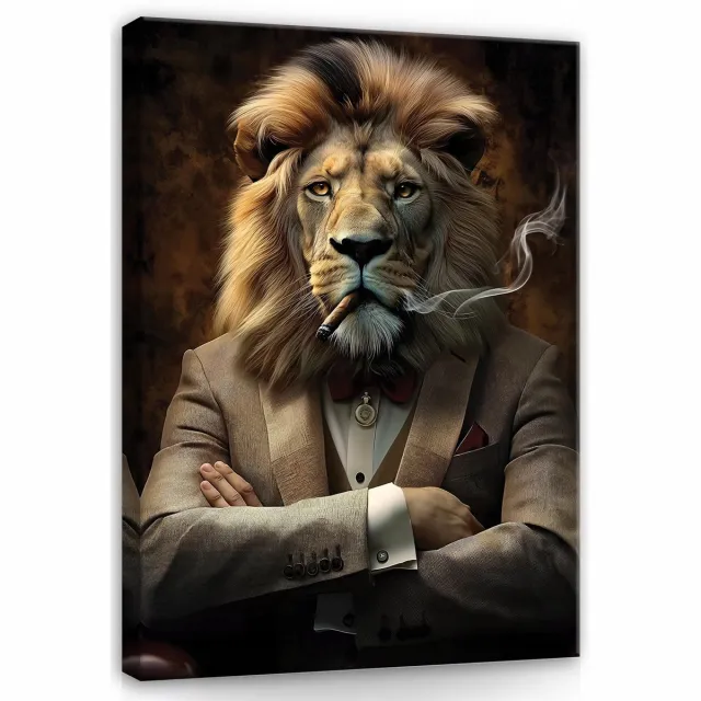 WALLARENA Canvas schilderij - 40x30 cm - Motivatie leeuw voor slaapkamer, salon, kantoor multikleurig
