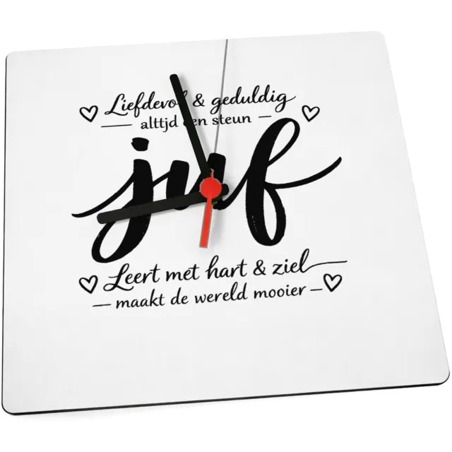 Mr Cadeautjes Klok 19 x 19 - design Een minimalistische tekstprint met een groot kernwoord, aang | cadeau Wit