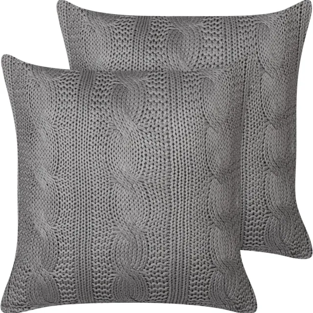 Beliani CONSTYLIS - Sierkussen set van 2 - Donkergrijs - 45 x 45 cm - Katoen