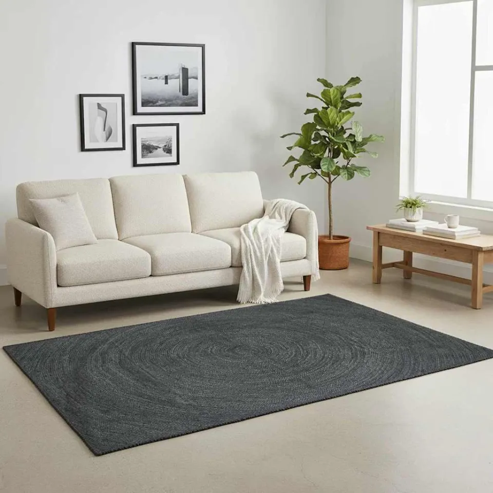 vidaXL Vloerkleden Donkergrijs 200 x 290 cm Jute, foto 2