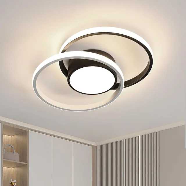 Haobosic Dubbele cirkel LED plafondlamp, wit/zwart aluminium - 42W neutraal licht 4500K - moderne en krachtige verlichting