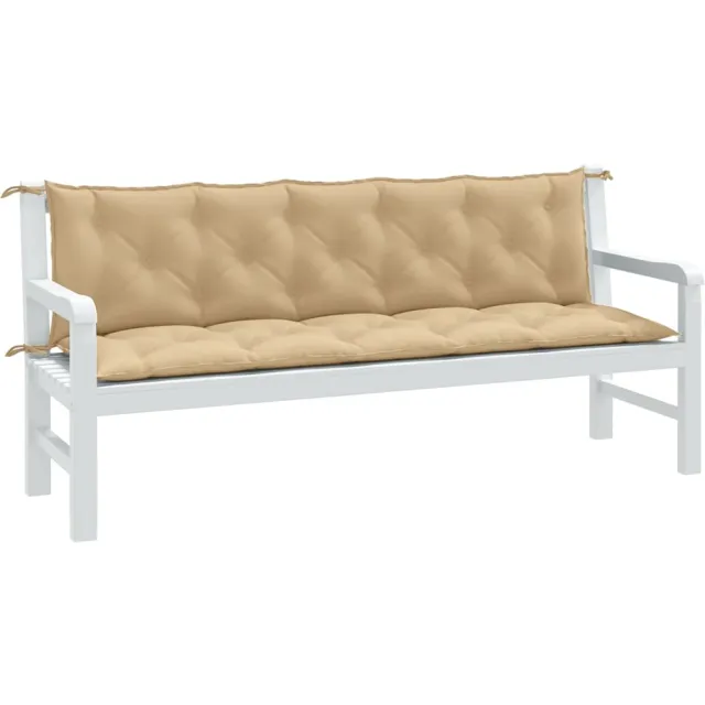 vidaXL Tuinbankkussens 2 st 180x50x7 cm stof gemêleerd beige