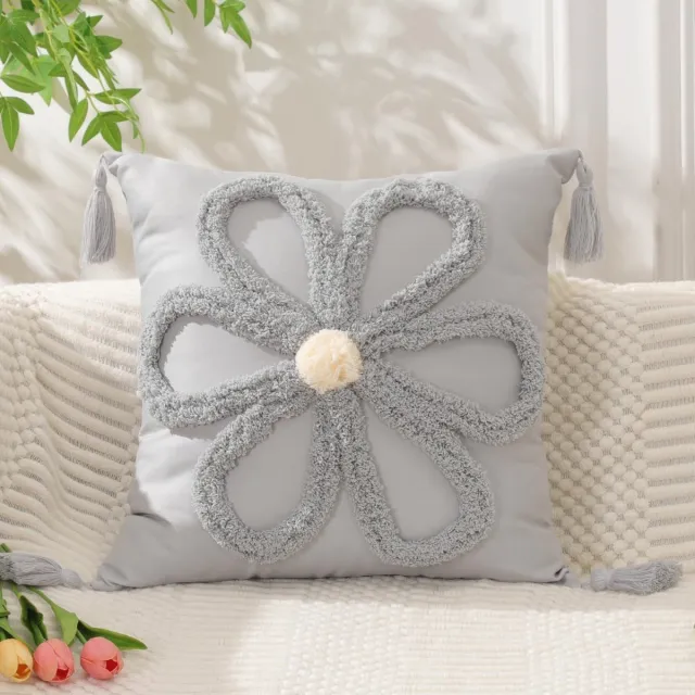 KZQ Decoratieve kussenhoes - 18 × 18 inch - polyester - grijs - zacht - zomer, lente, landelijke stijl - voor woonruimte
