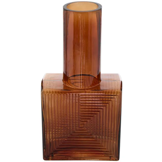 Atmosphera Créateur d'intérieur® Originele vierkante cilindervormige glazen vaas RESO Marron