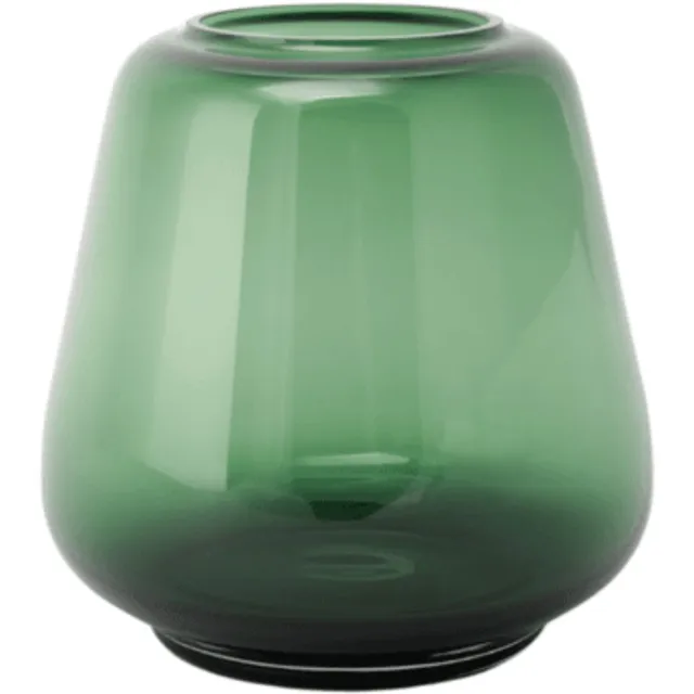 XLBoom Kuro Smooth Small Moss – Mondgeblazen glazen vaas Ø 22,5 cm – Moss groen – Design interieuraccessoire