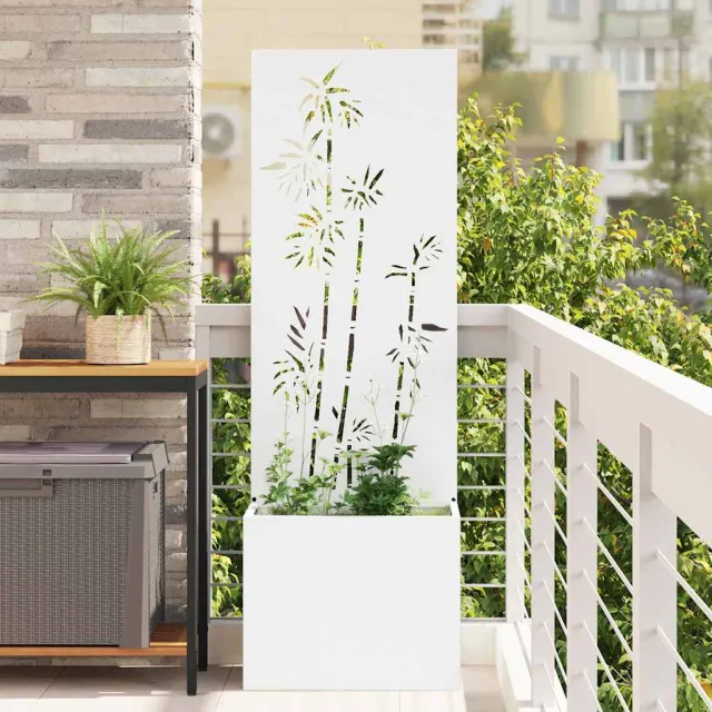 vidaXL Tuin Privacy Screen Wit 50 x 32 x 150 cm Koudgewalst staal