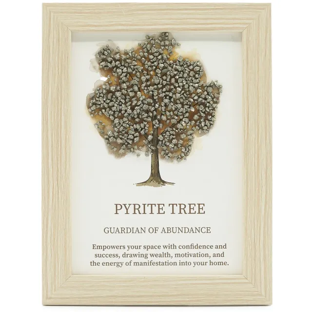 Ancient Wisdom Edelsteenafbeelding - Levensboom - Pyriet (20x14,7x1 cm)