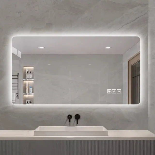 MIVRAY Badkamerspiegel – 60 x 120 cm – LED Achtergrondverlichting en Anti-Beslag – Glas en Metaal – Zilver – Wandmontage – IP44 Silver